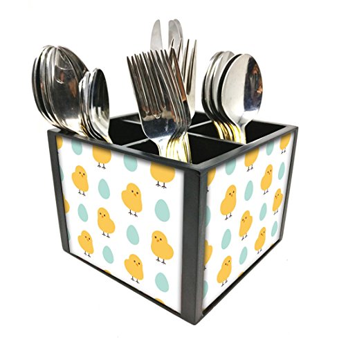 Nutcase Designer Cutlery Stand Holder Silverware Caddy-Spoons Forks Knives Organizer for Dining Table & kitchen W-5.75"x H -4.25"x L-5.5" - Chickes