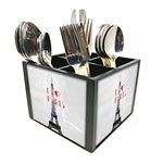Nutcase Designer Cutlery Stand Holder Silverware Caddy-Spoons Forks Knives Organizer for Dining Table & kitchen -W-5.75"x H -4.25"x L-5.5"-SPOONS NOT INCLUDED - I Love Paris City
