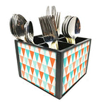 Nutcase Designer Cutlery Stand Holder Silverware Caddy-Spoons Forks Knives Organizer for Dining Table & kitchen -W-5.75"x H -4.25"x L-5.5"-SPOONS NOT INCLUDED - Orange And Mint Triangles