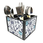 Nutcase Designer Cutlery Stand Holder Silverware Caddy-Spoons Forks Knives Organizer for Dining Table & kitchen W-5.75"x H -4.25"x L-5.5" - School Art