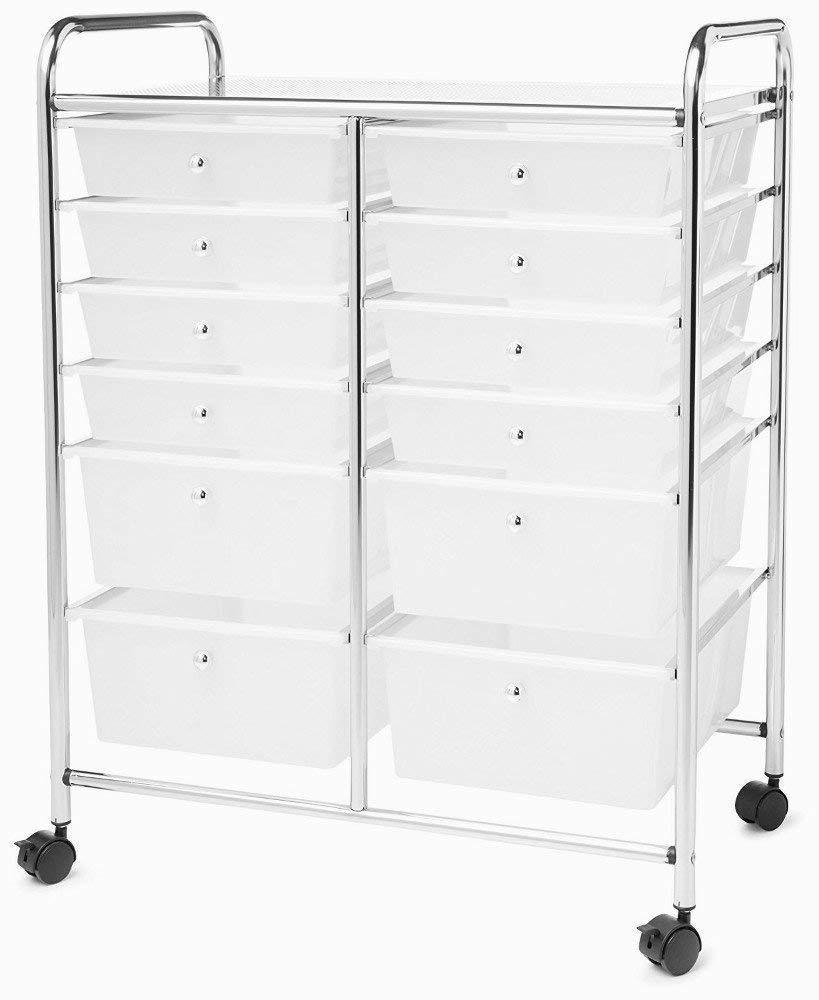 Best seller  clear plastic storage cart rolling wheels 12 drawers kithcen home craft organizer rectangular storage toys accessories shoes files closet 6 tier stainless steel ebook by easy fundeals