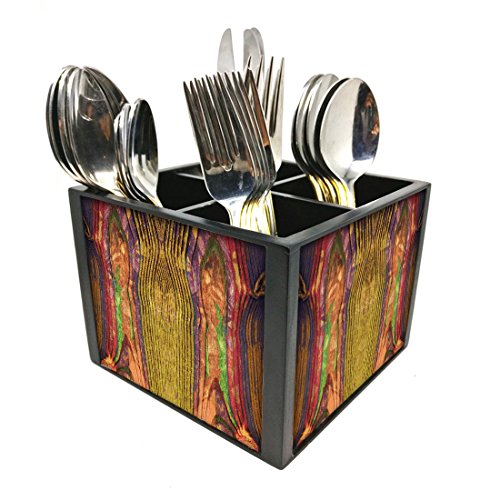 Nutcase Designer Cutlery Stand Holder Silverware Caddy-Spoons Forks Knives Organizer for Dining Table & kitchen W-5.75"x H -4.25"x L-5.5" - Wooden Box