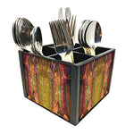 Nutcase Designer Cutlery Stand Holder Silverware Caddy-Spoons Forks Knives Organizer for Dining Table & kitchen W-5.75"x H -4.25"x L-5.5" - Wooden Box