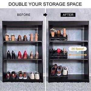 Purchase new upgraded adjustable shoes organizer best quality shoe slots closet storage space saver durable holds high heels to sneakers for men women and kid shoes 8 pack in black