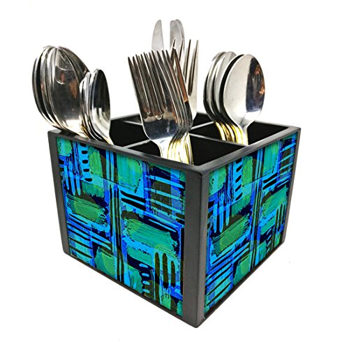 Nutcase Designer Cutlery Stand Holder Silverware Caddy-Spoons Forks Knives Organizer for Dining Table & kitchen W-5.75"x H -4.25"x L-5.5" - Night time