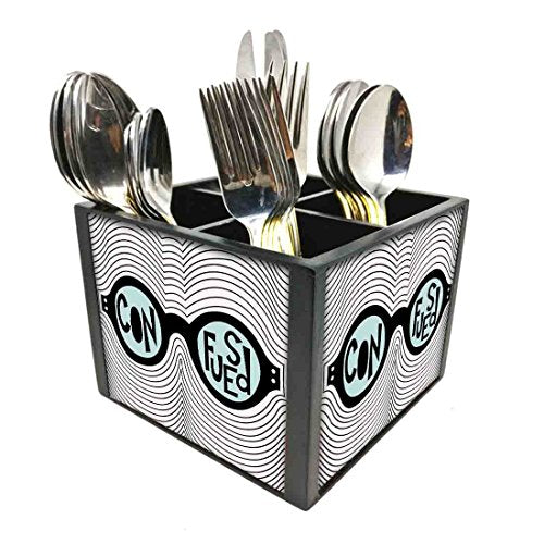 Nutcase Designer Cutlery Stand Holder Silverware Caddy-Spoons Forks Knives Organizer for Dining Table & kitchen W-5.75"x H -4.25"x L-5.5" - Confused