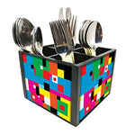 Nutcase Designer Cutlery Stand Holder Silverware Caddy-Spoons Forks Knives Organizer for Dining Table & kitchen W-5.75"x H -4.25"x L-5.5" - Blocks of color