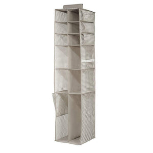 Buy mdesign soft fabric over rod hanging closet organizer holds shoes boots handbags clutches accessories 16 section storage unit chevron zig zag print taupe natural