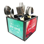 Nutcase Designer Cutlery Stand Holder Silverware Caddy-Spoons Forks Knives Organizer for Dining Table & kitchen W-5.75"x H -4.25"x L-5.5" - Free Spirit