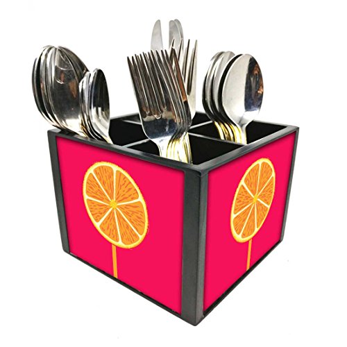 Nutcase Designer Cutlery Stand Holder Silverware Caddy-Spoons Forks Knives Organizer for Dining Table & kitchen -W-5.75"x H -4.25"x L-5.5"-SPOONS NOT INCLUDED - Sweet lime Pink