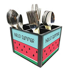 Nutcase Designer Cutlery Stand Holder Silverware Caddy-Spoons Forks Knives Organizer for Dining Table & kitchen W-5.75"x H -4.25"x L-5.5" - Watermelon