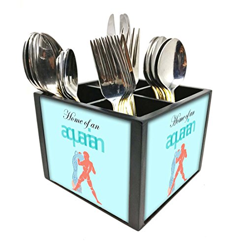 Nutcase Designer Cutlery Stand Holder Silverware Caddy-Spoons Forks Knives Organizer for Dining Table & kitchen W-5.75"x H -4.25"x L-5.5" - Aquarius