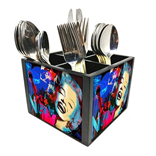 Nutcase Designer Cutlery Stand Holder Silverware Caddy-Spoons Forks Knives Organizer for Dining Table & kitchen W-5.75"x H -4.25"x L-5.5" - Marilyn In Color