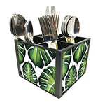 Nutcase Designer Cutlery Stand Holder Silverware Caddy-Spoons Forks Knives Organizer for Dining Table & kitchen W-5.75"x H -4.25"x L-5.5" - Monstera