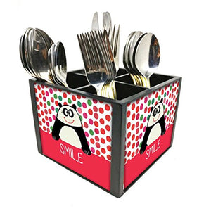 Nutcase Designer Cutlery Stand Holder Silverware Caddy-Spoons Forks Knives Organizer for Dining Table & kitchen -W-5.75"x H -4.25"x L-5.5"-SPOONS NOT INCLUDED - Panda