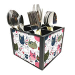 Nutcase Designer Cutlery Stand Holder Silverware Caddy-Spoons Forks Knives Organizer for Dining Table & kitchen W-5.75"x H -4.25"x L-5.5" - Cute Cats