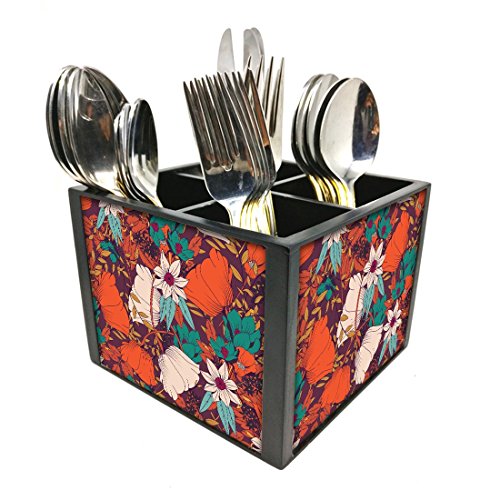 Nutcase Designer Cutlery Stand Holder Silverware Caddy-Spoons Forks Knives Organizer for Dining Table & kitchen W-5.75"x H -4.25"x L-5.5" - Elegance