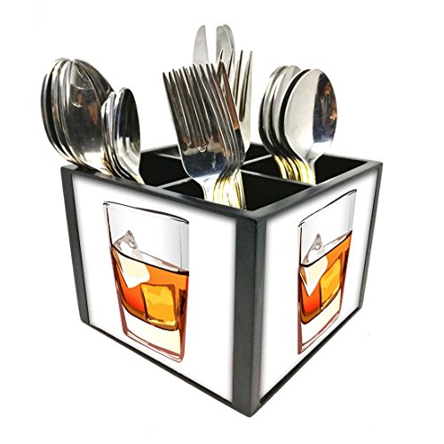 Nutcase Designer Cutlery Stand Holder Silverware Caddy-Spoons Forks Knives Organizer for Dining Table & kitchen -W-5.75"x H -4.25"x L-5.5"-SPOONS NOT INCLUDED - Whiskey On Rock