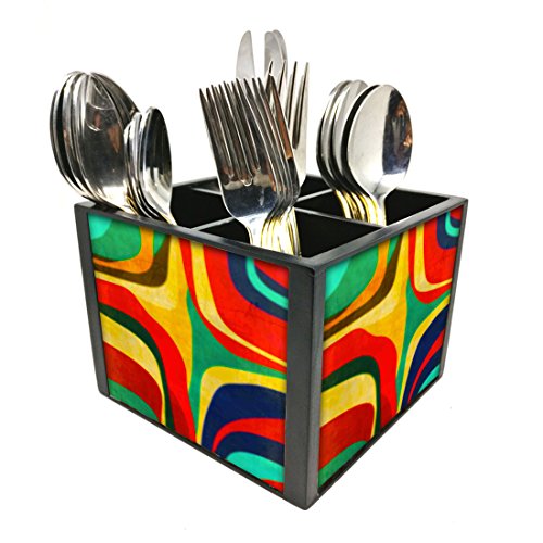 Nutcase Designer Cutlery Stand Holder Silverware Caddy-Spoons Forks Knives Organizer for Dining Table & kitchen -W-5.75"x H -4.25"x L-5.5"-SPOONS NOT INCLUDED - Retro Art Deco