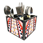 Nutcase Designer Cutlery Stand Holder Silverware Caddy-Spoons Forks Knives Organizer for Dining Table & kitchen W-5.75"x H -4.25"x L-5.5" - Retro design pattern