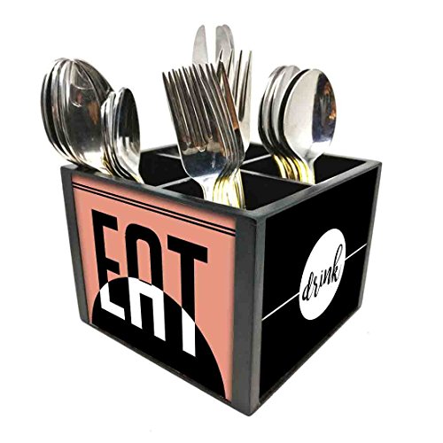 Nutcase Designer Cutlery Stand Holder Silverware Caddy-Spoons Forks Knives Organizer for Dining Table & kitchen W-5.75"x H -4.25"x L-5.5" - Eat Drink