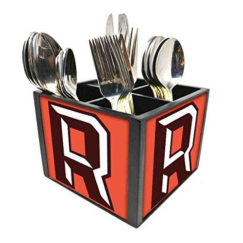 Nutcase Designer Cutlery Stand Holder Silverware Caddy-Spoons Forks Knives Organizer for Dining Table & kitchen W-5.75"x H -4.25"x L-5.5" - Letter R