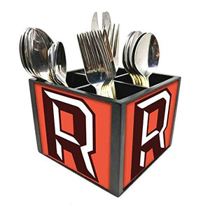 Nutcase Designer Cutlery Stand Holder Silverware Caddy-Spoons Forks Knives Organizer for Dining Table & kitchen W-5.75"x H -4.25"x L-5.5" - Letter R