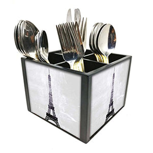 Nutcase Designer Cutlery Stand Holder Silverware Caddy-Spoons Forks Knives Organizer for Dining Table & kitchen -W-5.75"x H -4.25"x L-5.5"-SPOONS NOT INCLUDED - Paris City art
