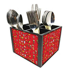 Nutcase Designer Cutlery Stand Holder Silverware Caddy-Spoons Forks Knives Organizer for Dining Table & kitchen W-5.75"x H -4.25"x L-5.5" - Icecream And Cake Red