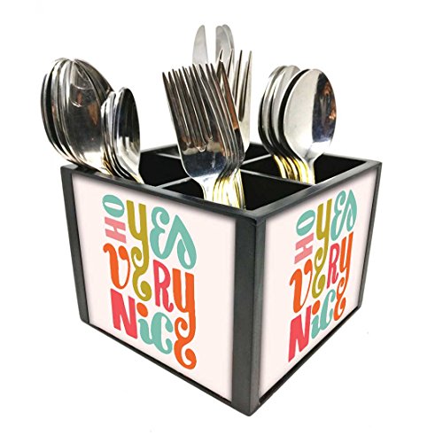 Nutcase Designer Cutlery Stand Holder Silverware Caddy-Spoons Forks Knives Organizer for Dining Table & kitchen W-5.75"x H -4.25"x L-5.5" - Yes Very Nice