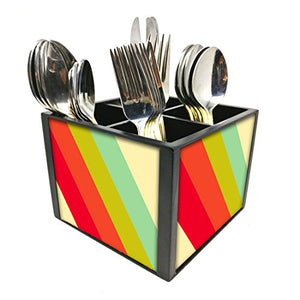 Nutcase Designer Cutlery Stand Holder Silverware Caddy-Spoons Forks Knives Organizer for Dining Table & kitchen -W-5.75"x H -4.25"x L-5.5"-SPOONS NOT INCLUDED - Color Strips