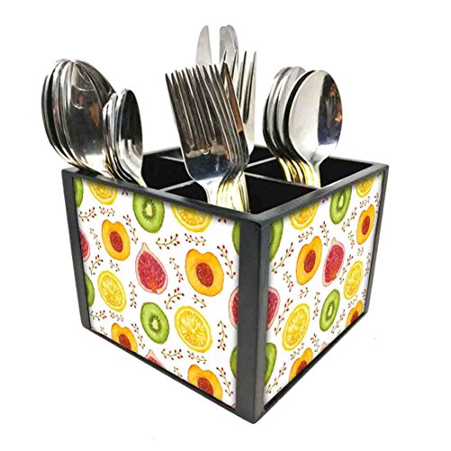 Nutcase Designer Cutlery Stand Holder Silverware Caddy-Spoons Forks Knives Organizer for Dining Table & kitchen W-5.75"x H -4.25"x L-5.5" - Kiwis