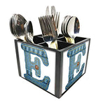 Nutcase Designer Cutlery Stand Holder Silverware Caddy-Spoons Forks Knives Organizer for Dining Table & kitchen W-5.75"x H -4.25"x L-5.5" - Letter E