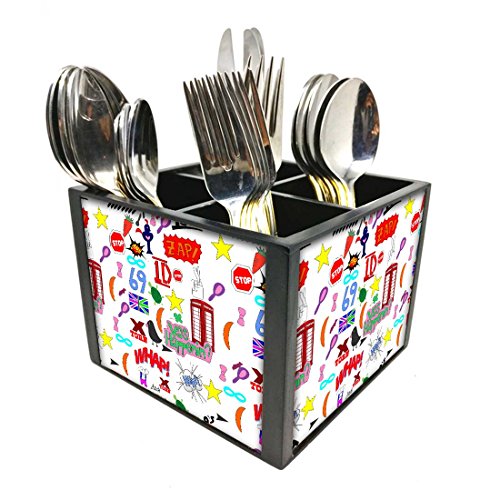 Nutcase Designer Cutlery Stand Holder Silverware Caddy-Spoons Forks Knives Organizer for Dining Table & kitchen -W-5.75"x H -4.25"x L-5.5"-SPOONS NOT INCLUDED - Teen Scrapbook Art