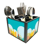 Nutcase Designer Cutlery Stand Holder Silverware Caddy-Spoons Forks Knives Organizer for Dining Table & kitchen W-5.75"x H -4.25"x L-5.5" - City Art