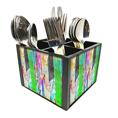 Nutcase Designer Cutlery Stand Holder Silverware Caddy-Spoons Forks Knives Organizer for Dining Table & kitchen -W-5.75"x H -4.25"x L-5.5"-SPOONS NOT INCLUDED - Mix Colors