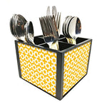 Nutcase Designer Cutlery Stand Holder Silverware Caddy-Spoons Forks Knives Organizer for Dining Table & kitchen W-5.75"x H -4.25"x L-5.5" - Yellow Flowers Design
