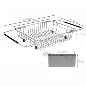 Purchase blitzlabs dish drying rack stainless steel with utensil holder adjustable handle drying basket storage organizer for kitchen over or in sink on countertop dish drainer grey