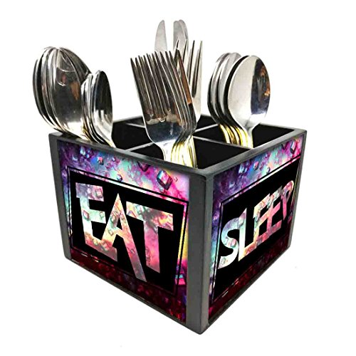 Nutcase Designer Cutlery Stand Holder Silverware Caddy-Spoons Forks Knives Organizer for Dining Table & kitchen W-5.75"x H -4.25"x L-5.5" - Eat Sleep