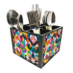 Nutcase Designer Cutlery Stand Holder Silverware Caddy-Spoons Forks Knives Organizer for Dining Table & kitchen W-5.75"x H -4.25"x L-5.5" - Mulicolour ply