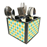 Nutcase Designer Cutlery Stand Holder Silverware Caddy-Spoons Forks Knives Organizer for Dining Table & kitchen W-5.75"x H -4.25"x L-5.5" - Colorful Flowers Design