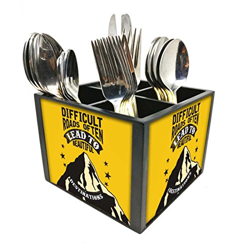 Nutcase Designer Cutlery Stand Holder Silverware Caddy-Spoons Forks Knives Organizer for Dining Table & kitchen W-5.75"x H -4.25"x L-5.5" - Difficult