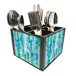 Nutcase Designer Cutlery Stand Holder Silverware Caddy-Spoons Forks Knives Organizer for Dining Table & kitchen -W-5.75"x H -4.25"x L-5.5"-SPOONS NOT INCLUDED - Marble Lines