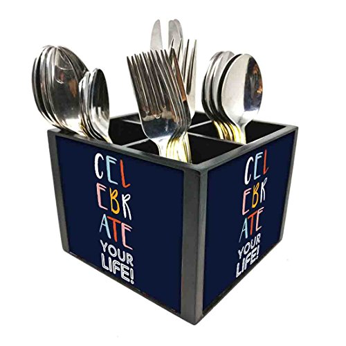 Nutcase Designer Cutlery Stand Holder Silverware Caddy-Spoons Forks Knives Organizer for Dining Table & kitchen W-5.75"x H -4.25"x L-5.5" - Celebrate Your Life