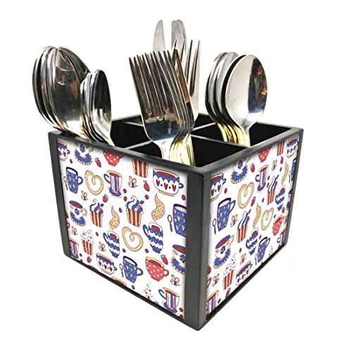 Nutcase Designer Cutlery Stand Holder Silverware Caddy-Spoons Forks Knives Organizer for Dining Table & kitchen W-5.75"x H -4.25"x L-5.5" - Cup