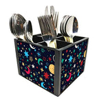 Nutcase Designer Cutlery Stand Holder Silverware Caddy-Spoons Forks Knives Organizer for Dining Table & kitchen W-5.75"x H -4.25"x L-5.5" - Stars