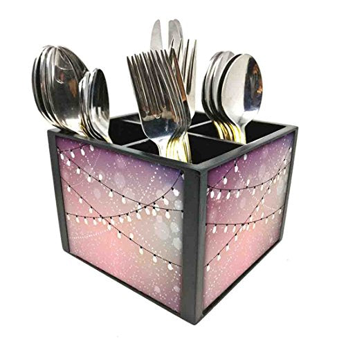 Nutcase Designer Cutlery Stand Holder Silverware Caddy-Spoons Forks Knives Organizer for Dining Table & kitchen W-5.75"x H -4.25"x L-5.5" - Lightning
