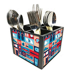 Nutcase Designer Cutlery Stand Holder Silverware Caddy-Spoons Forks Knives Organizer for Dining Table & kitchen -W-5.75"x H -4.25"x L-5.5"-SPOONS NOT INCLUDED - Retro Elements