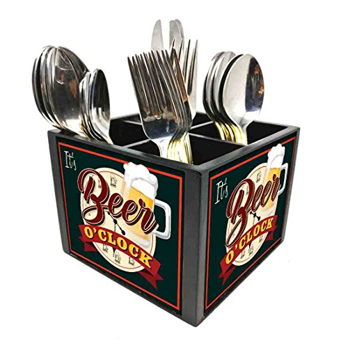 Nutcase Designer Cutlery Stand Holder Silverware Caddy-Spoons Forks Knives Organizer for Dining Table & kitchen W-5.75"x H -4.25"x L-5.5" - It's Beer O'Clock