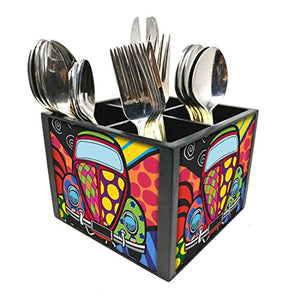 Nutcase Designer Cutlery Stand Holder Silverware Caddy-Spoons Forks Knives Organizer for Dining Table & kitchen W-5.75"x H -4.25"x L-5.5" - Taxi Art